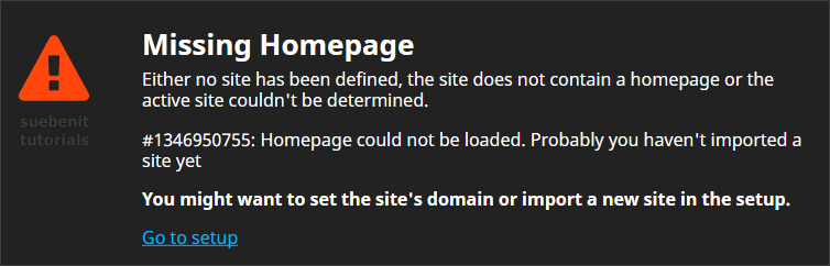 Fehler Error Missing Homepage beim Aufruf der Startseite/Homepage