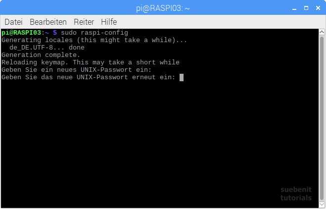 raspi-config Passwort ändern change password
