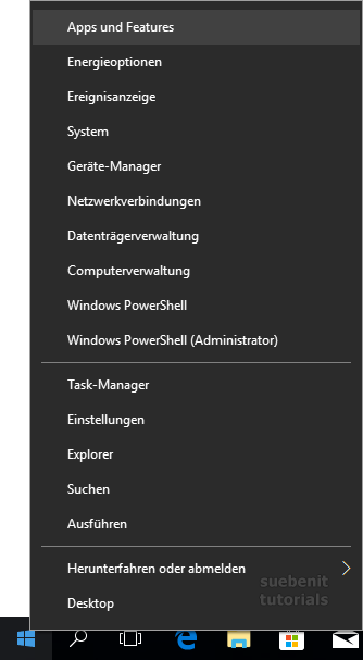 In Windows 10 die Apps und Features aufrufen.