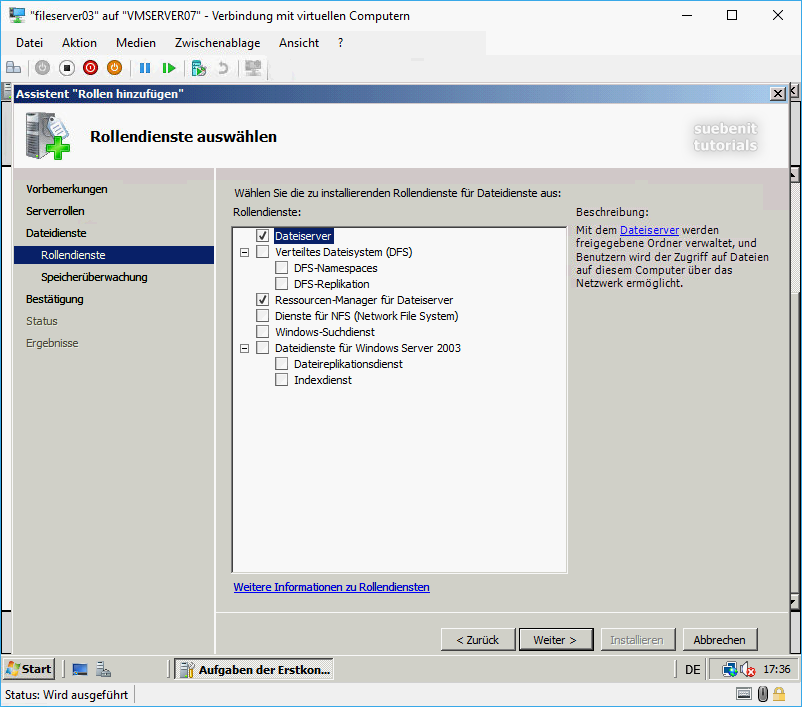 Windows Server 2008 Fileserver Rollendienste
