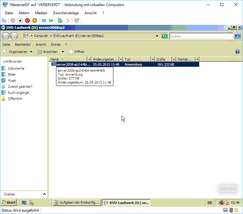 Windows Server 2008 SP2 insallieren