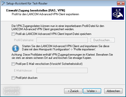 Lancom VPN-Setup nicht als Profil für Advanced-VPN-Client speichern.