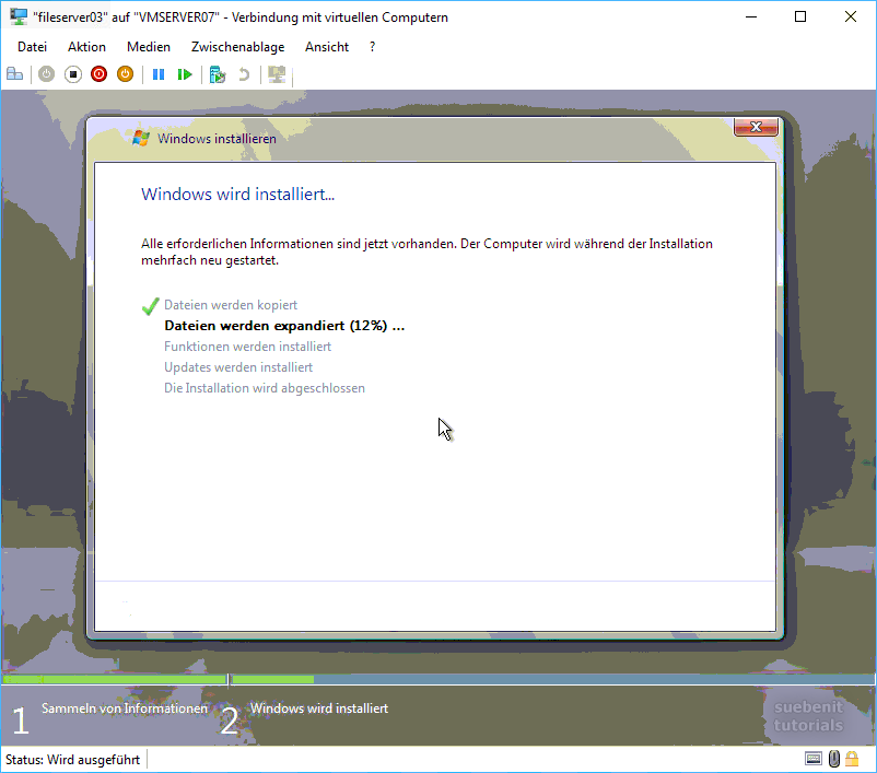 Windows Server 2008 wird installiert.